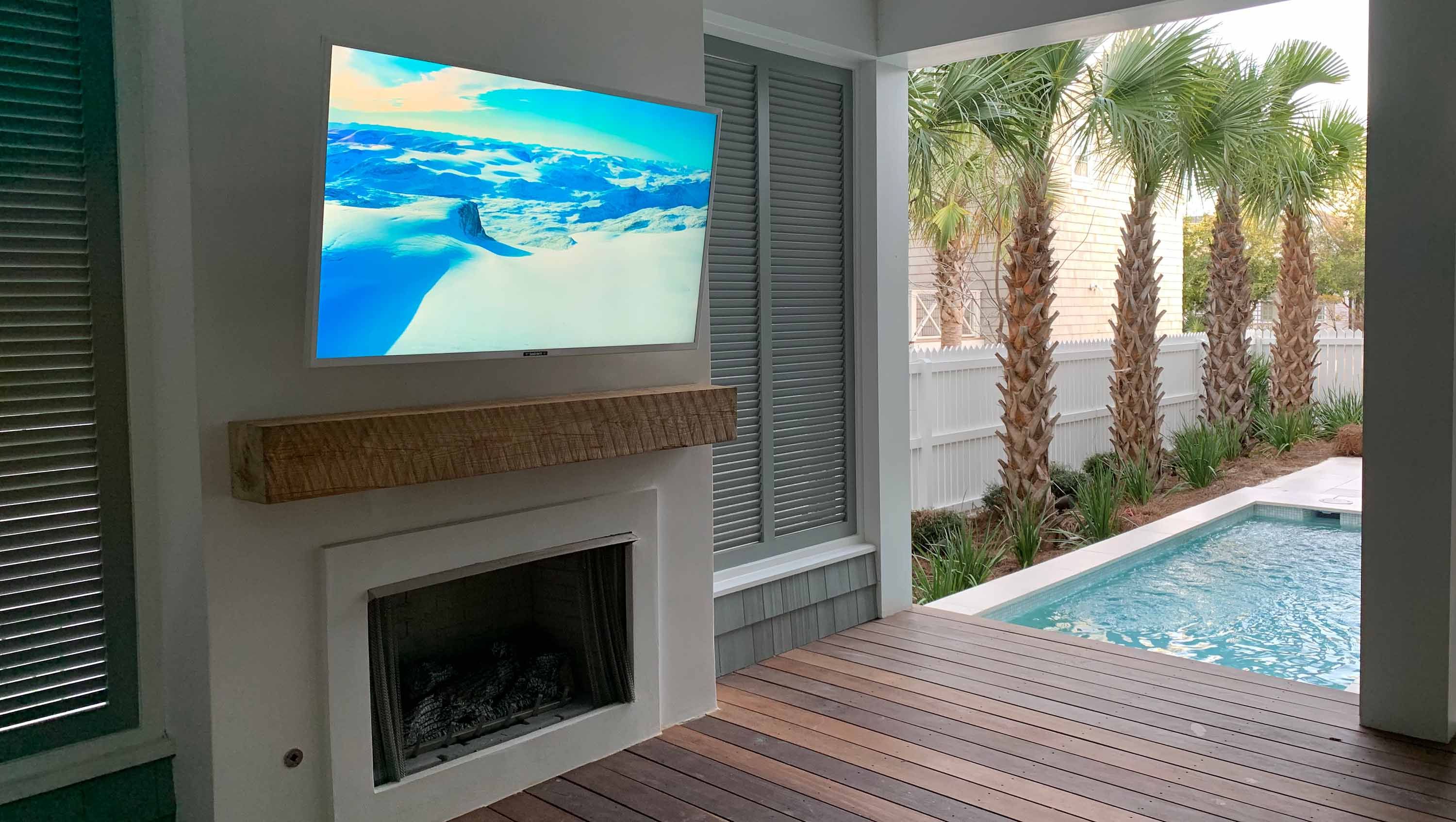 Pergola with an outdoor TV